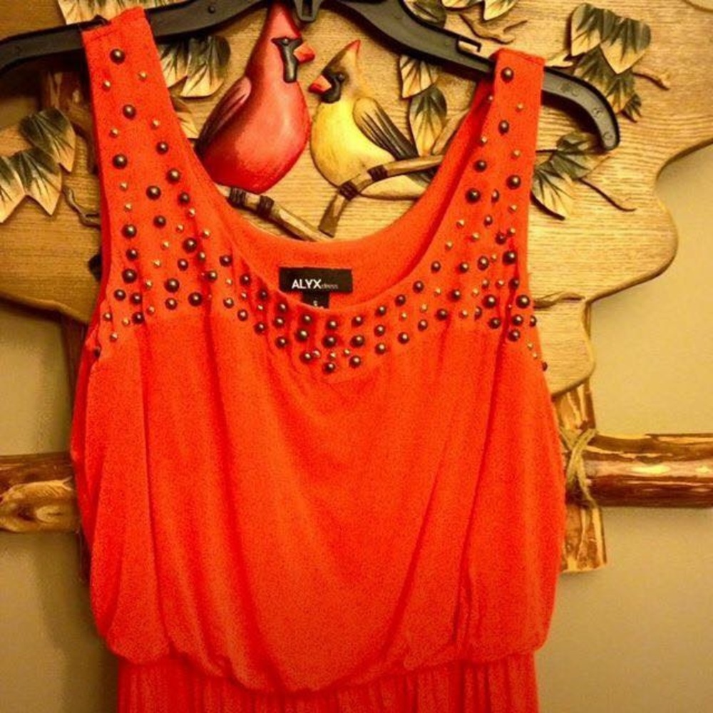 Reddish orange maxi dress